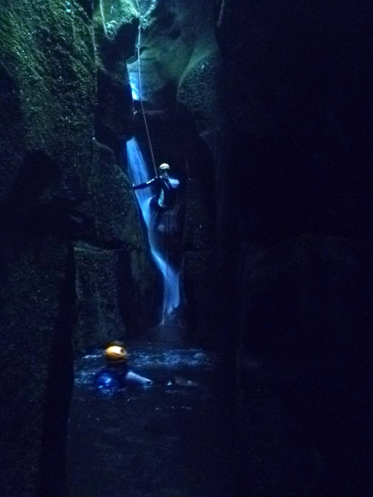  A 6m abseil down a subterranean waterfall